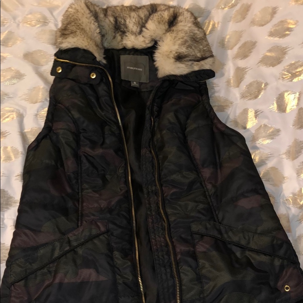 Camo fur vest